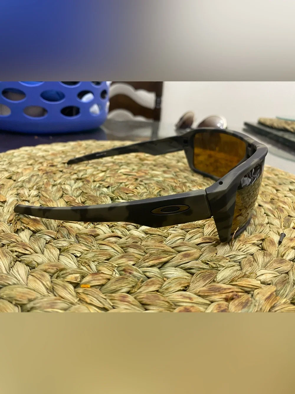 Oakley Men's Camo Sport Wrap Sunglasses with Amber Lenses
